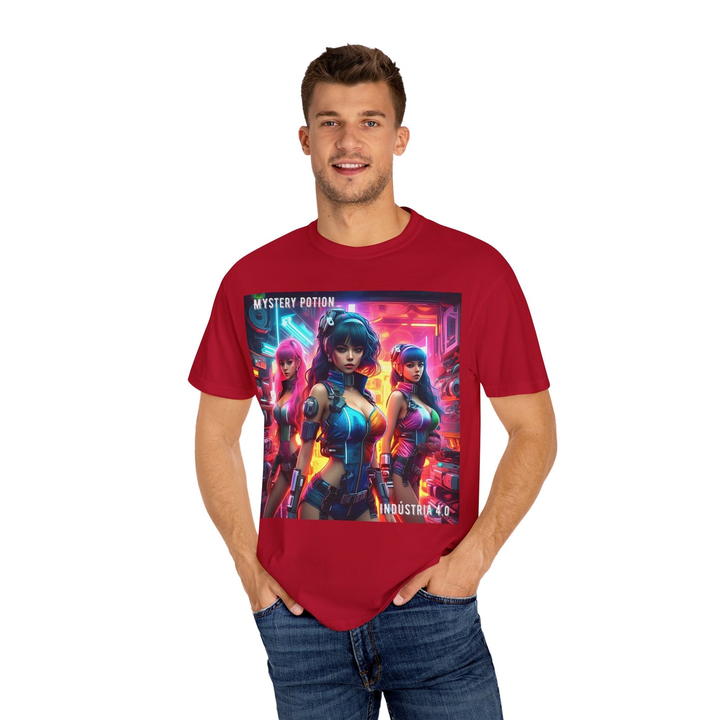 'Indústria 4.0' by Mystery Potion Unisex Garment-Dyed T-shirt, Cyberpunk T-shirt, Gamer Apparel, Unique Graphic Tee, Gift for Fans