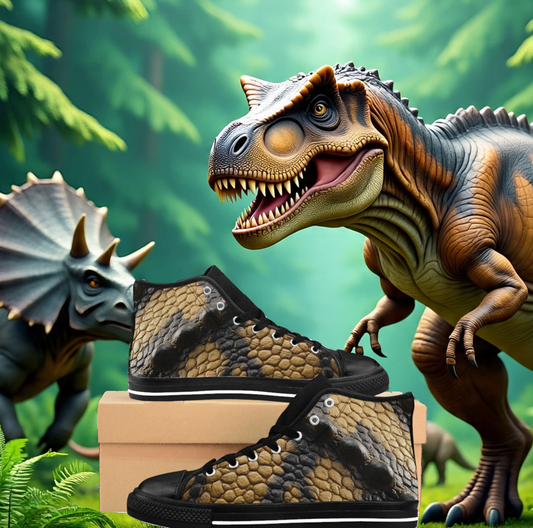 Men's Dinosaur Skin High-Top Sneakers | Stylish Casual Footwear, Unique Fashion Snake like Sneakers, Trendy Streetwear, Gifts for Him