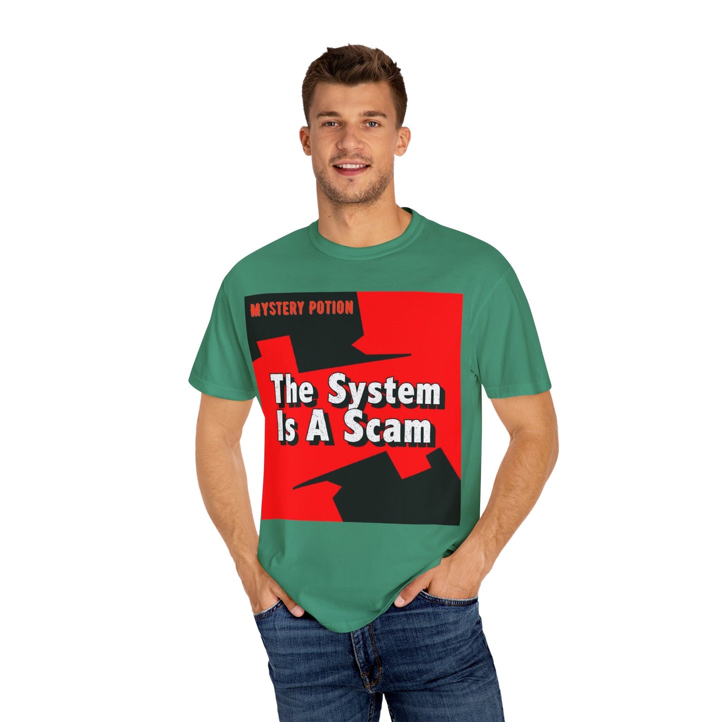 'The System Is A Scam' by Mystery Potion Unisex T-shirt, Casual Wear, Statement Tee, Gift for Activists, Trendy Apparel