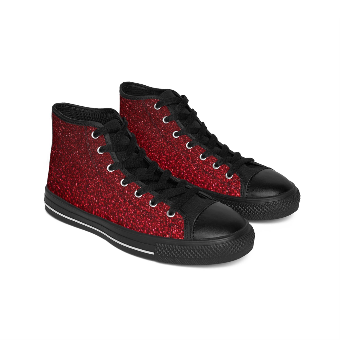 Sparkly Red High-Top Sneakers for Women, Trendy Casual Footwear, Party, Holiday Gift, Comfortable Stylish Kicks, Fashion Statement