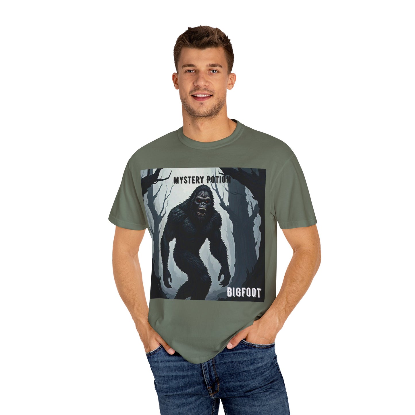 Bigfoot by Mystery Potion T-shirt, Unisex Statement Tee, Gift for Nature Lovers, Outdoor Adventure Shirt, Fun Graphic Tee