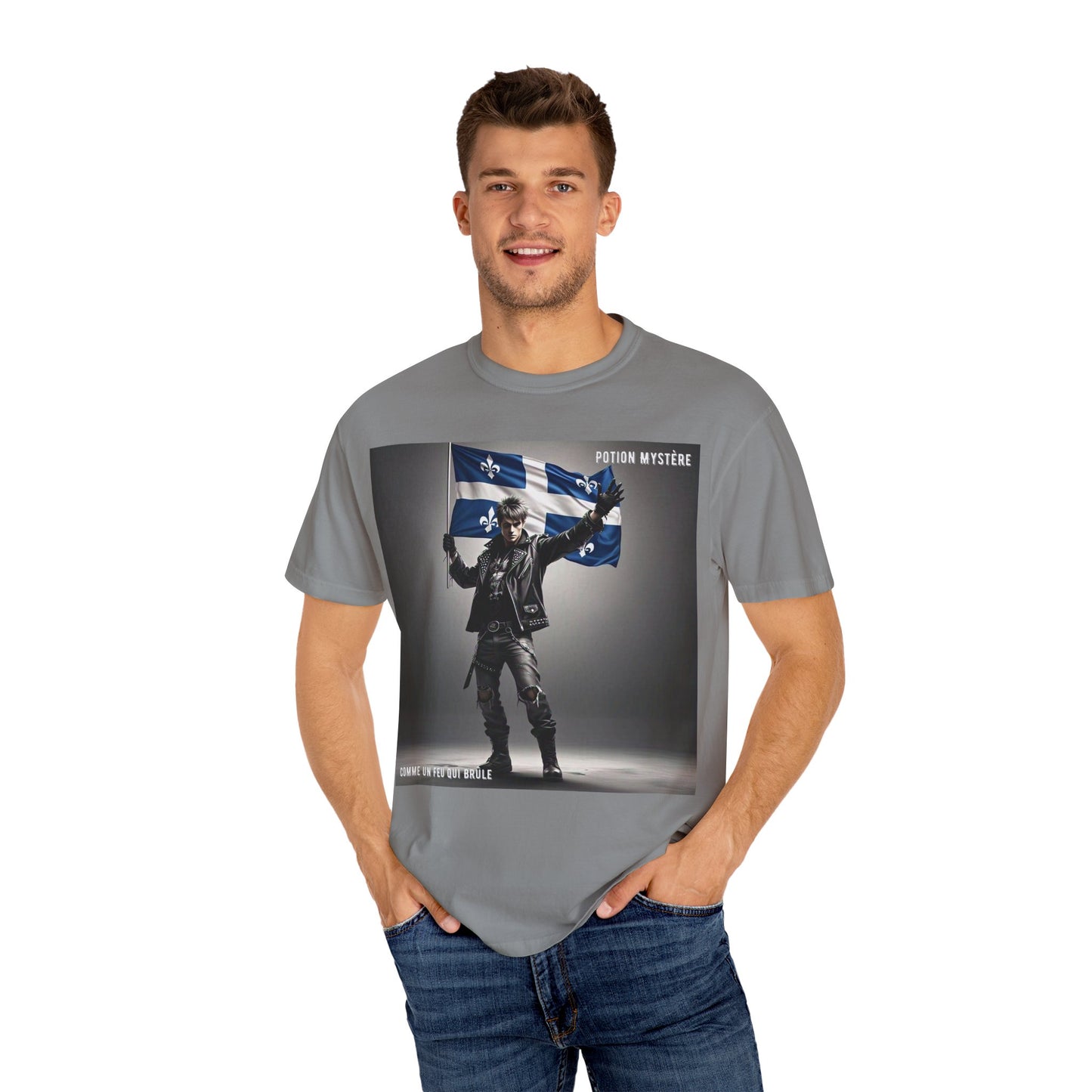 Vibrant Unisex Garment-Dyed T-Shirt, Cozy Casual Wear, Perfect Gift for Men & Women, Statement Tee for Quebec Patriotic Celebrations