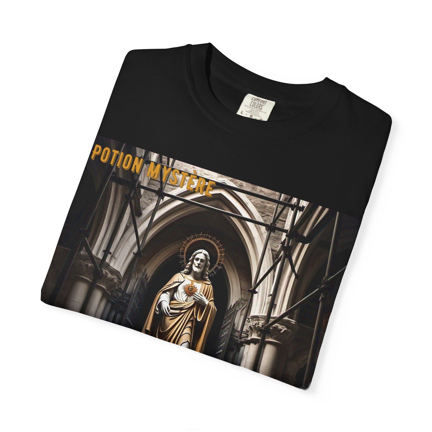 Mystical Potion Jesus Statue T-Shirt - Unisex, Relaxed Fit, Perfect for Festivals, Gifts, Everyday Wear, Unique Art Design
