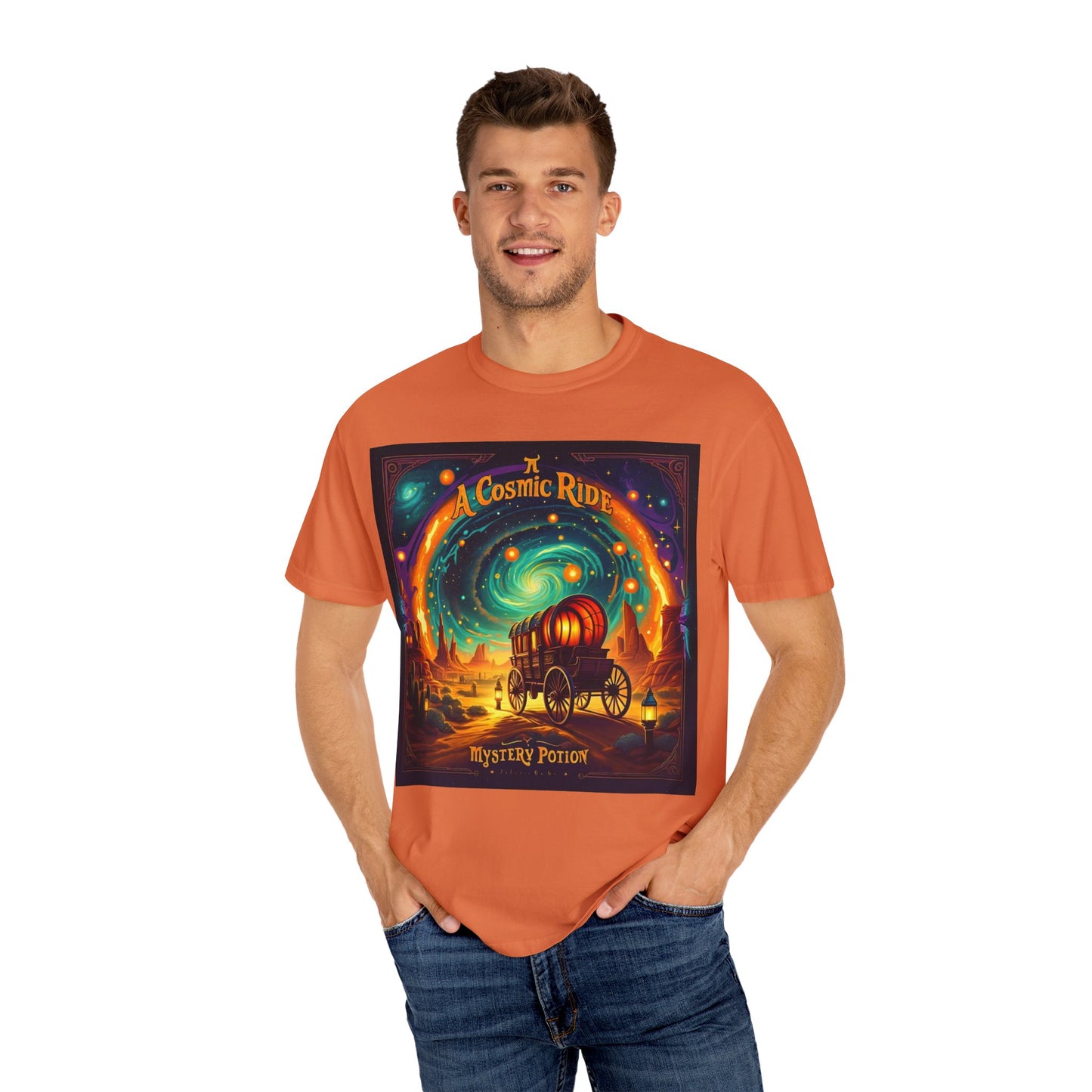 A Cosmic Ride by Mystery Potion T-Shirt, Unisex Graphic Tee, Country Western Festival Wear, Bohemian Style, Gift for Dreamers, Mystical Art Shirt