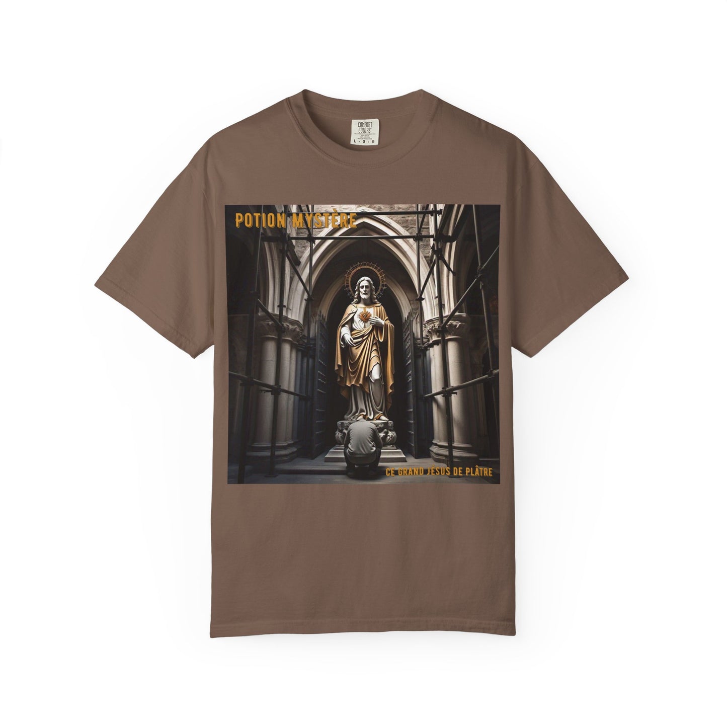 Mystical Potion Jesus Statue T-Shirt - Unisex, Relaxed Fit, Perfect for Festivals, Gifts, Everyday Wear, Unique Art Design