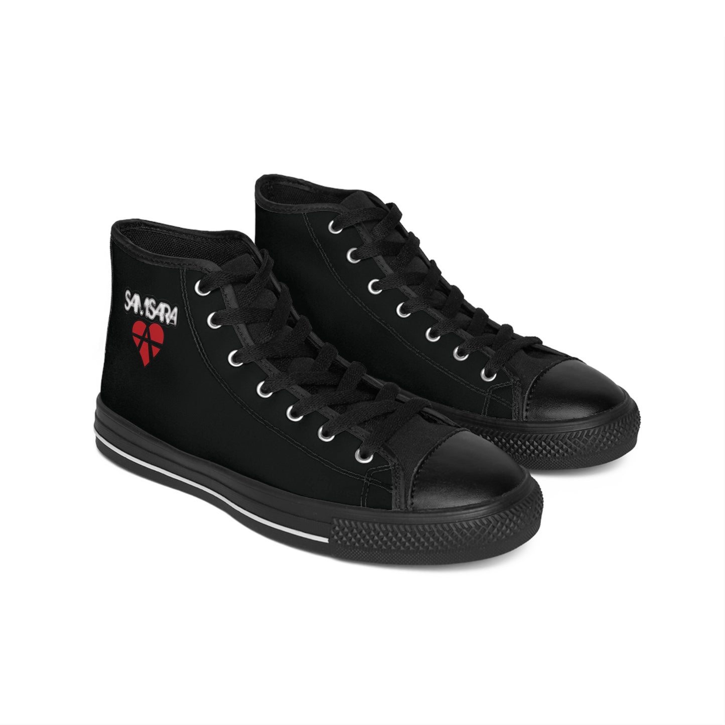 'Samsara Rocks Anarchy Love Logo' Stylish High-Top Sneakers with Heart Design, Unisex Footwear for Everyday Wear, Gifts for Him or Her, Casual Fashion