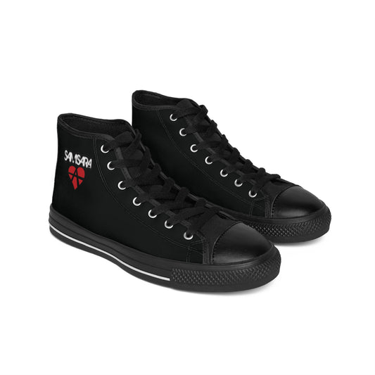 'Samsara Rocks Anarchy Love Logo' Stylish High-Top Sneakers with Heart Design, Unisex Footwear for Everyday Wear, Gifts for Him or Her, Casual Fashion