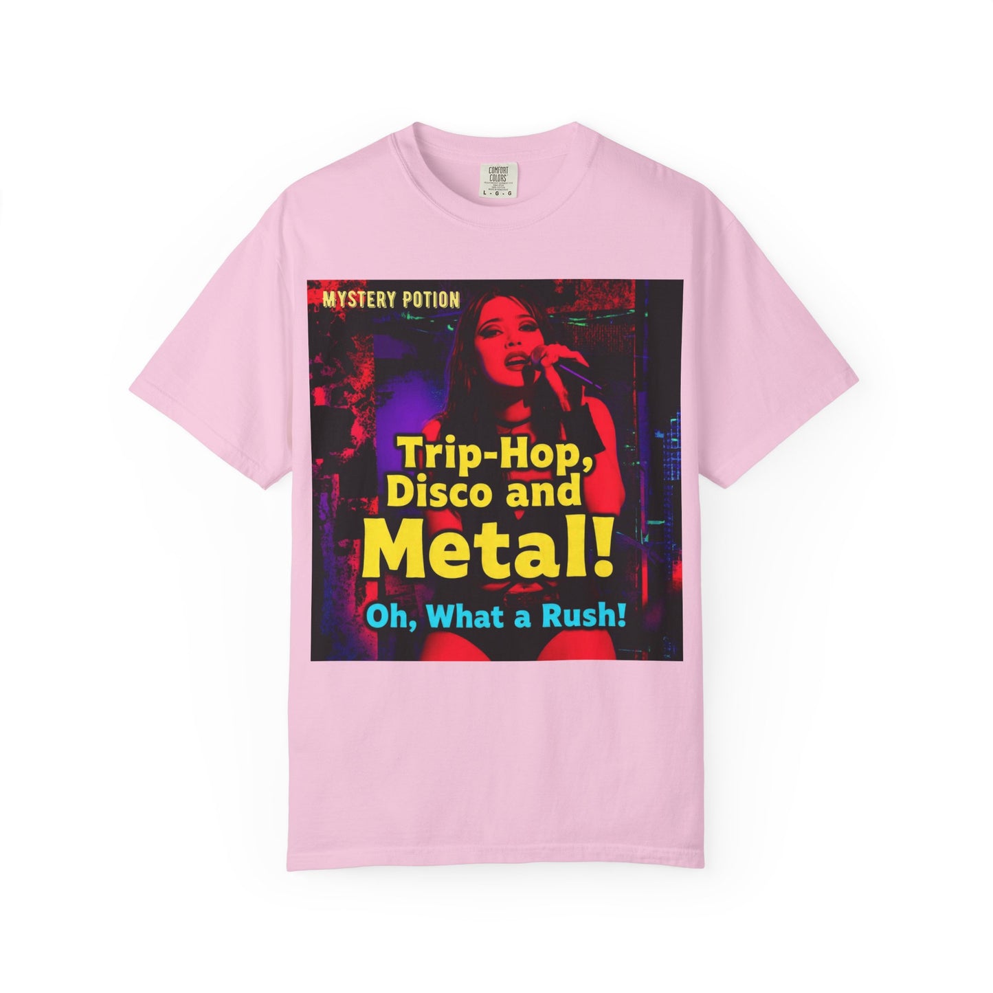 Trip Hop, Disco and Metal! Oh, What a Rush Vibrant Music-Themed Unisex T-shirt | Perfect Gift for Music Lovers, Concert Attendees, Band Merch, Festival Apparel, and Casual Wear