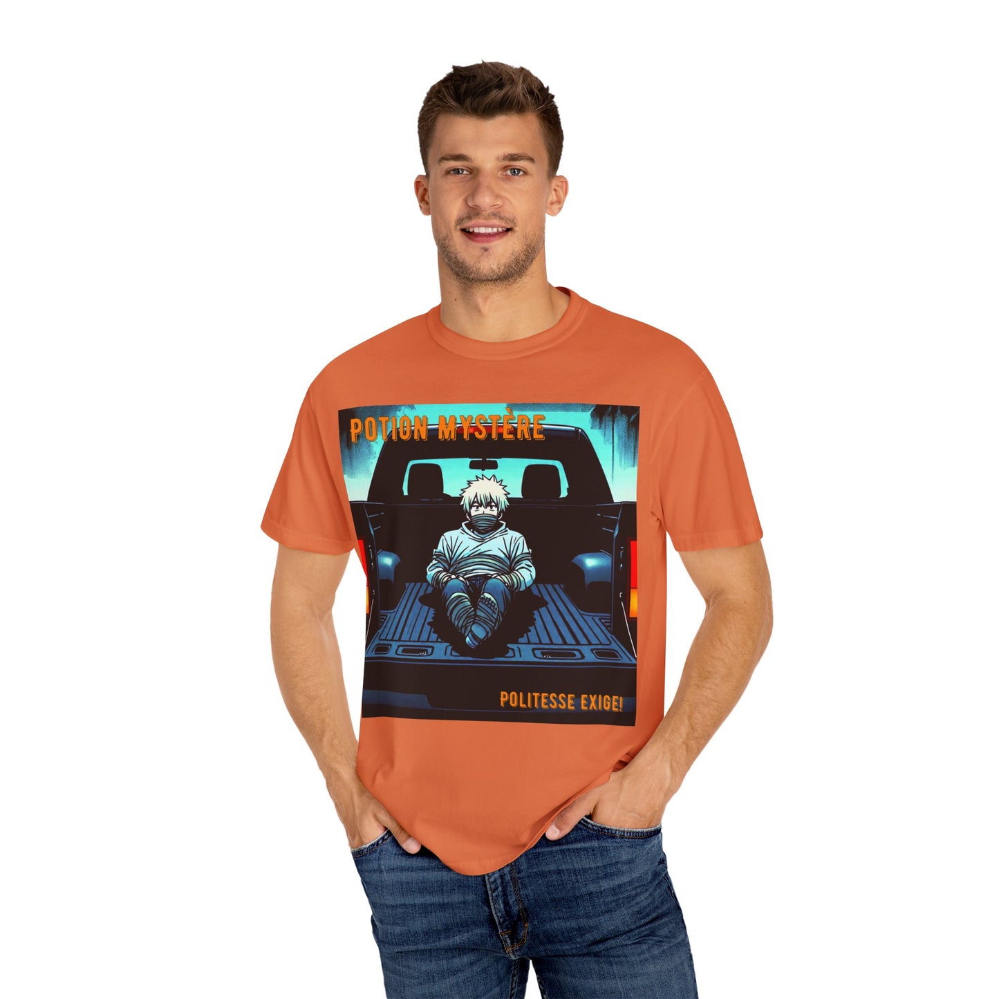 'Politesse Exige' par Potion Mystère, Retro Graphic T-Shirt for Anime Lovers, Casual Wear, Unique Gift, Streetwear, Unisex Tee, Hands and Fee Tied