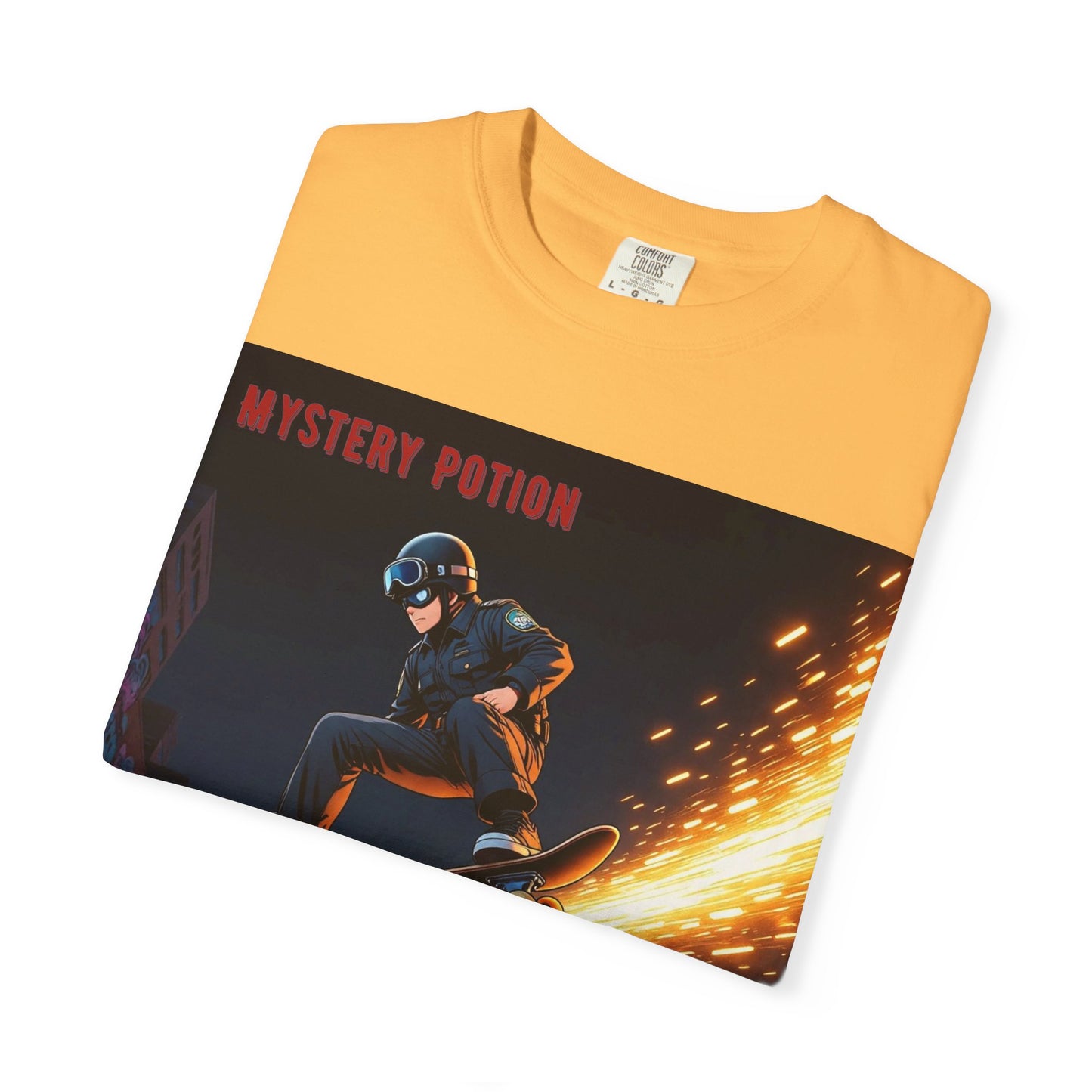 'Stop! He's A Cop!' by Mystery Potion, Skateboard Hardcore Punk T-shirt, Cozy Graphic Tee, Perfect Gift for Skaters, Unisex Streetwear Shirt, Trendy Casual Wear