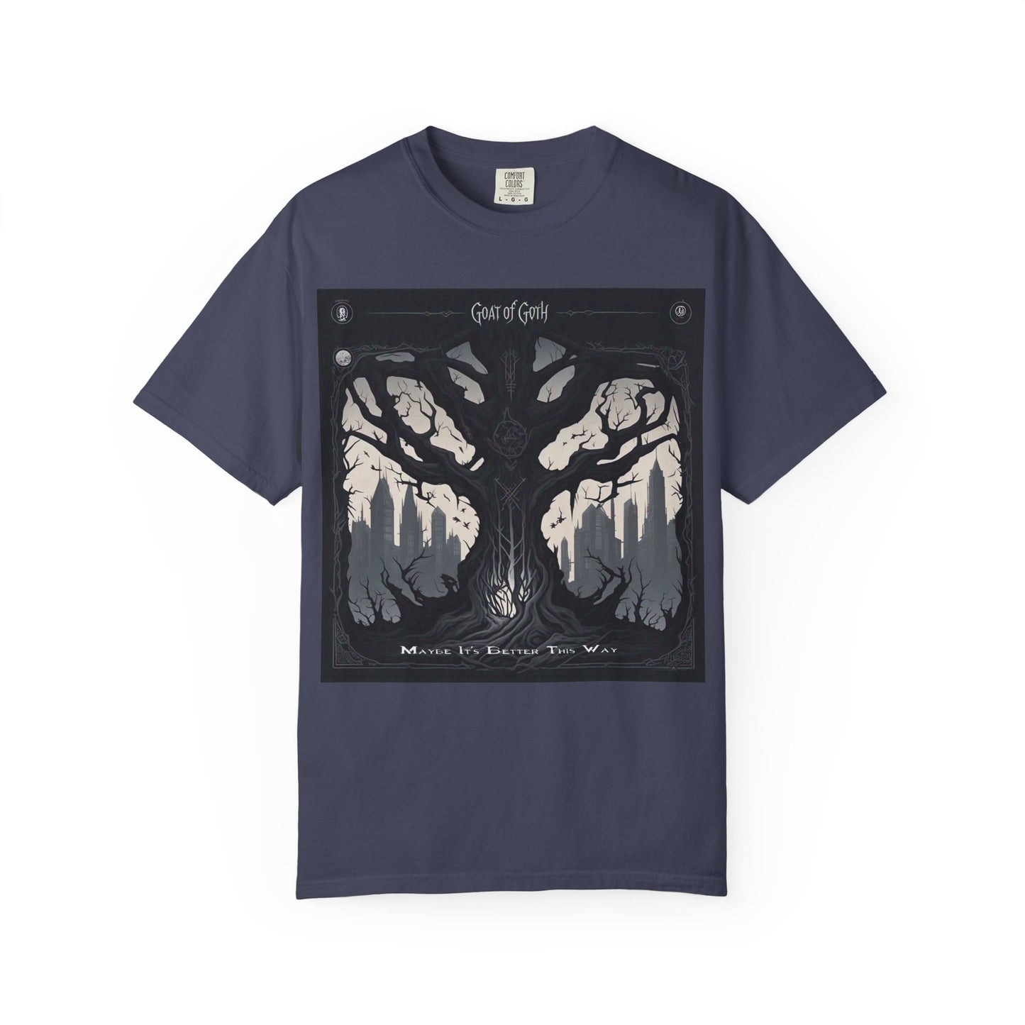 Gothic Tree T-Shirt, GOAT of Goth Unisex Cotton Tee for Nature Lovers, Unique Graphic Tee, Perfect for Festivals, Gift for Adventurers, Eco-Friendly Wear