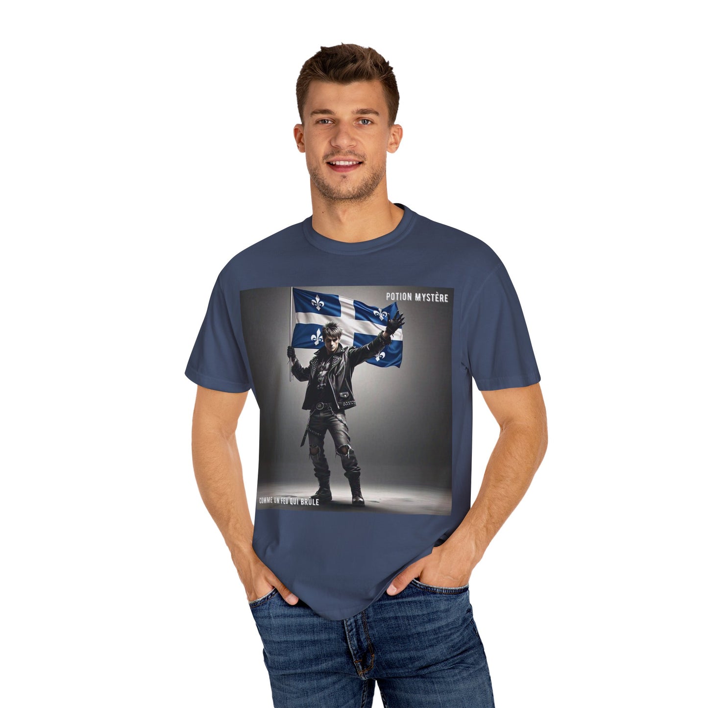 Vibrant Unisex Garment-Dyed T-Shirt, Cozy Casual Wear, Perfect Gift for Men & Women, Statement Tee for Quebec Patriotic Celebrations