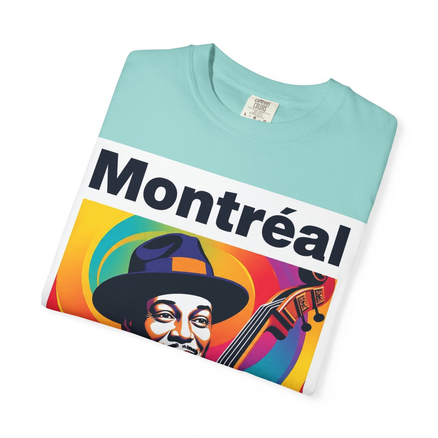 Vibrant Jazz T-Shirt with Montréal Design | Unisex Garment-Dyed Tee for Music Lovers, Concerts, Festivals, Gift Idea, Casual Wear