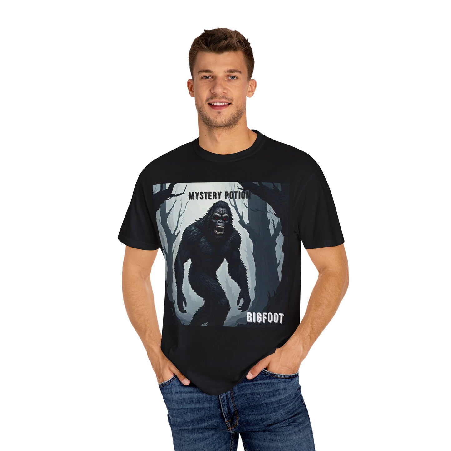 Bigfoot by Mystery Potion T-shirt, Unisex Statement Tee, Gift for Nature Lovers, Outdoor Adventure Shirt, Fun Graphic Tee