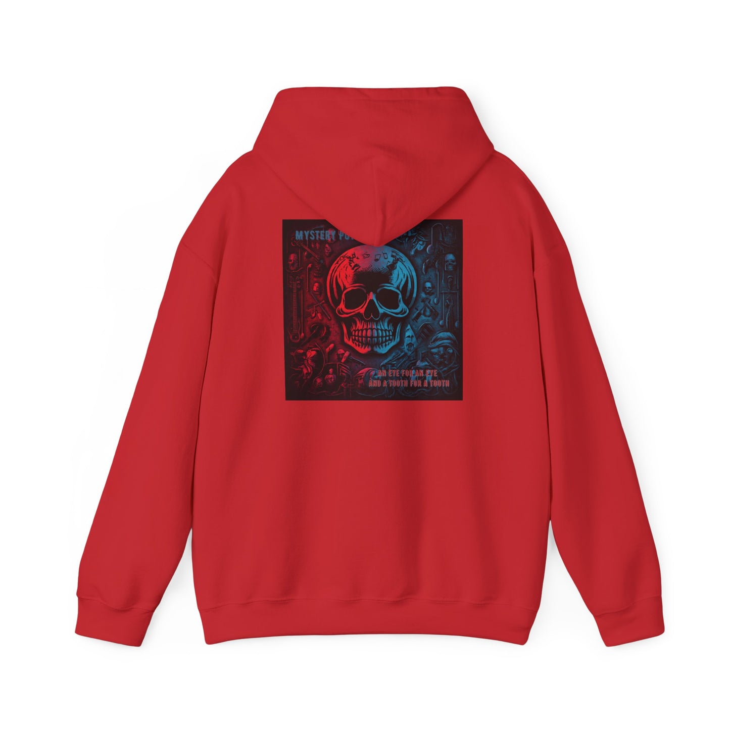 'An Eye For An Eye And A Tooth For A Tooth' by Mystery Potion, Unisex Heavy Blend™ Hooded Sweatshirt, Hoodie Swag For Grebo and Goth Rockers, Punks