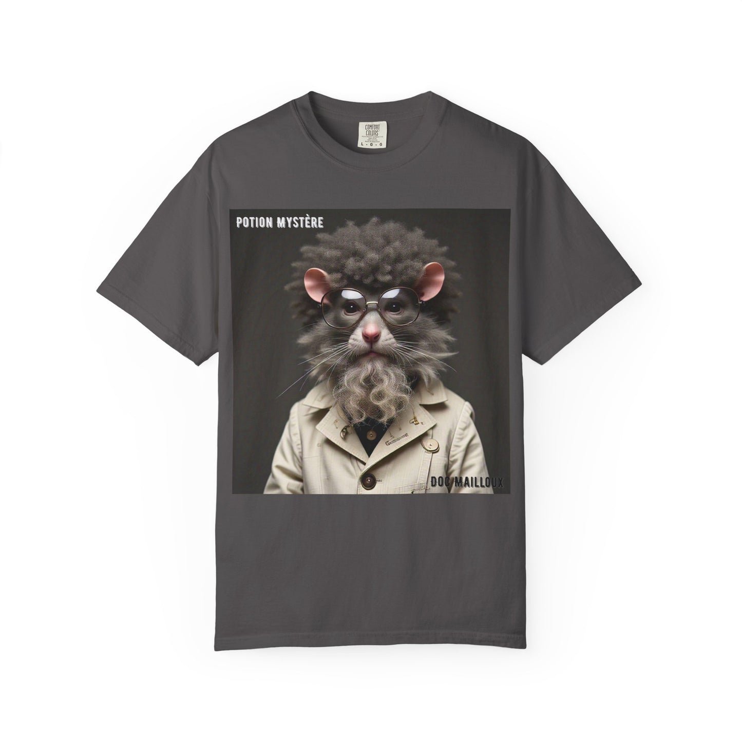 Doc Mailloux by Potion Mystère, Rat Graphic T-Shirt, Unisex Funny Tee, Gift for Animal Lovers, Unique Vintage Style Clothing, Statement Tee for Parties