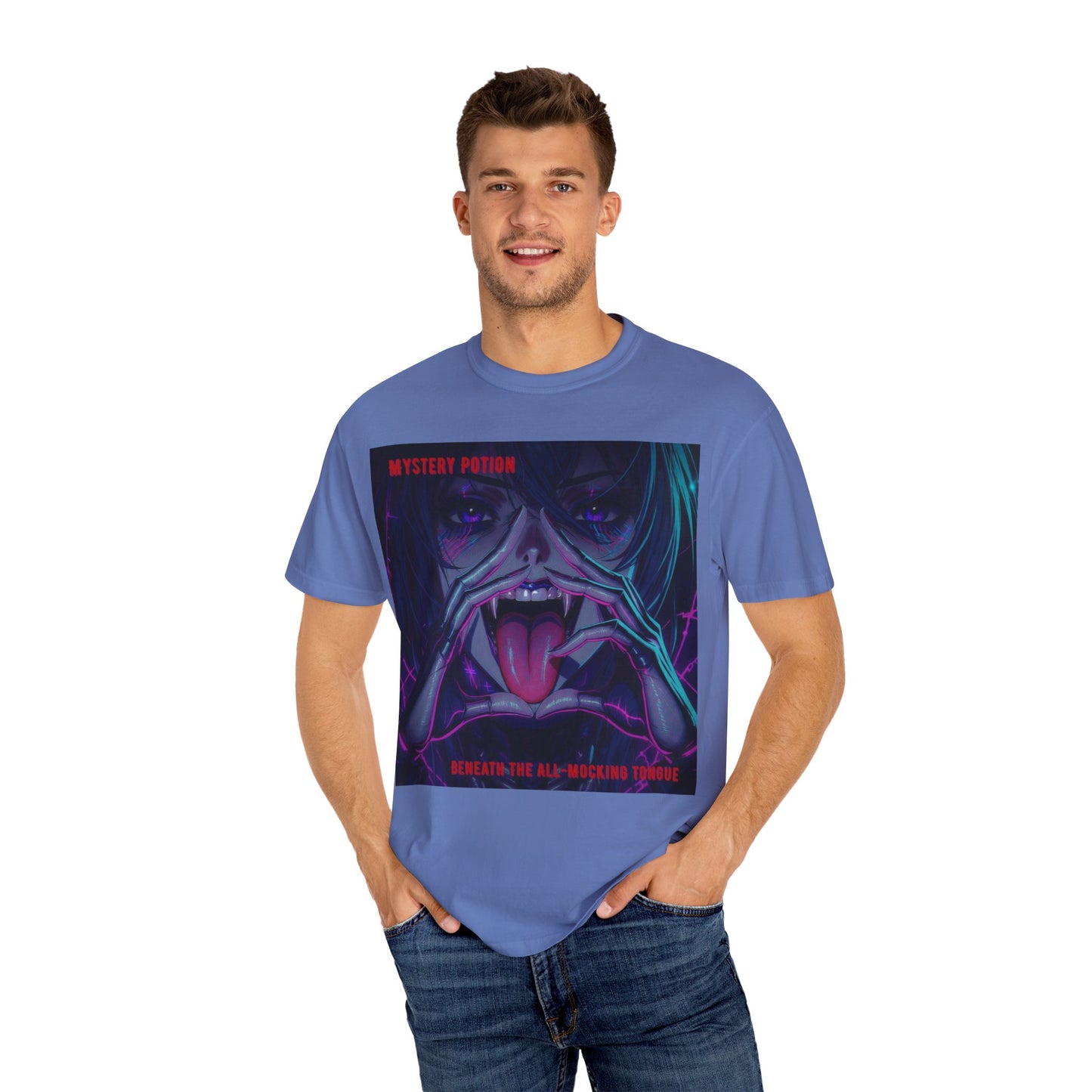 'Beneath The All-Mocking Tongue' by Mystery Potion Unisex Garment-Dyed T-shirt