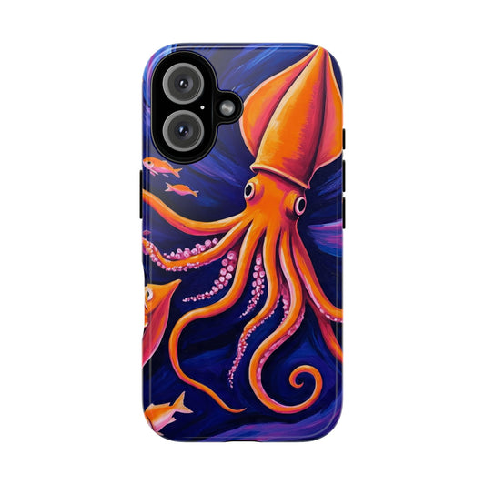 Vibrant Squid Octopus Phone Case, Tough Cases with Marine Life Design, Unique Gift for Ocean Lovers, Art-Inspired Accessory, Perfect for Birthdays