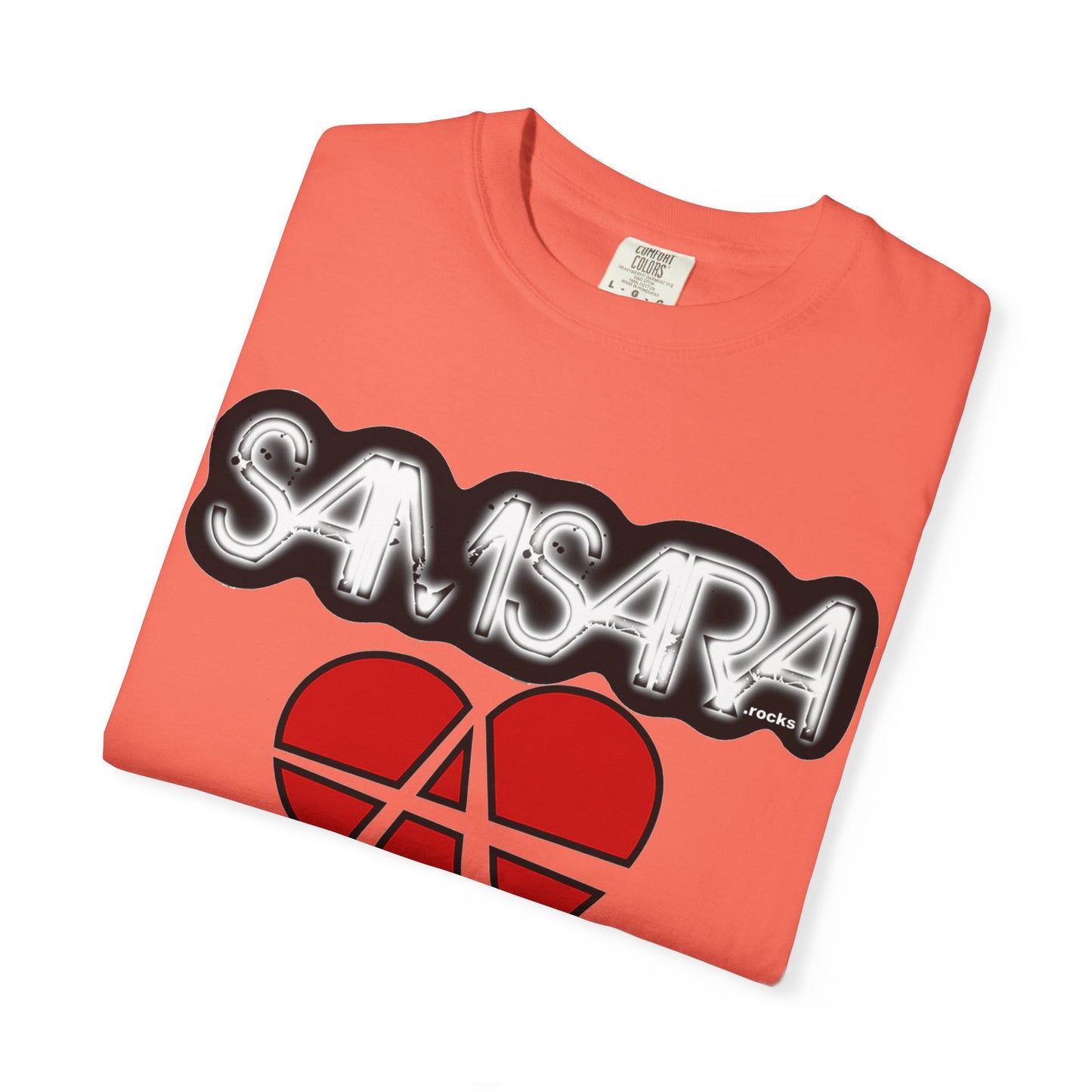 'Samsara Rocks' Logo, Love and Anarchy Graphic Tee | Unisex Garment-Dyed T-Shirt, Casual Fashion, Heart Design, Streetwear, Gift for Him/Her