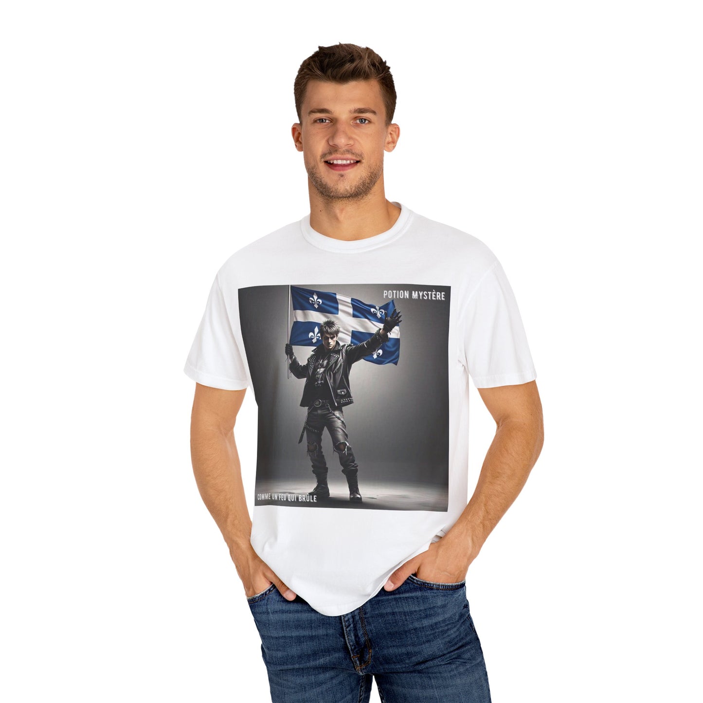 Vibrant Unisex Garment-Dyed T-Shirt, Cozy Casual Wear, Perfect Gift for Men & Women, Statement Tee for Quebec Patriotic Celebrations