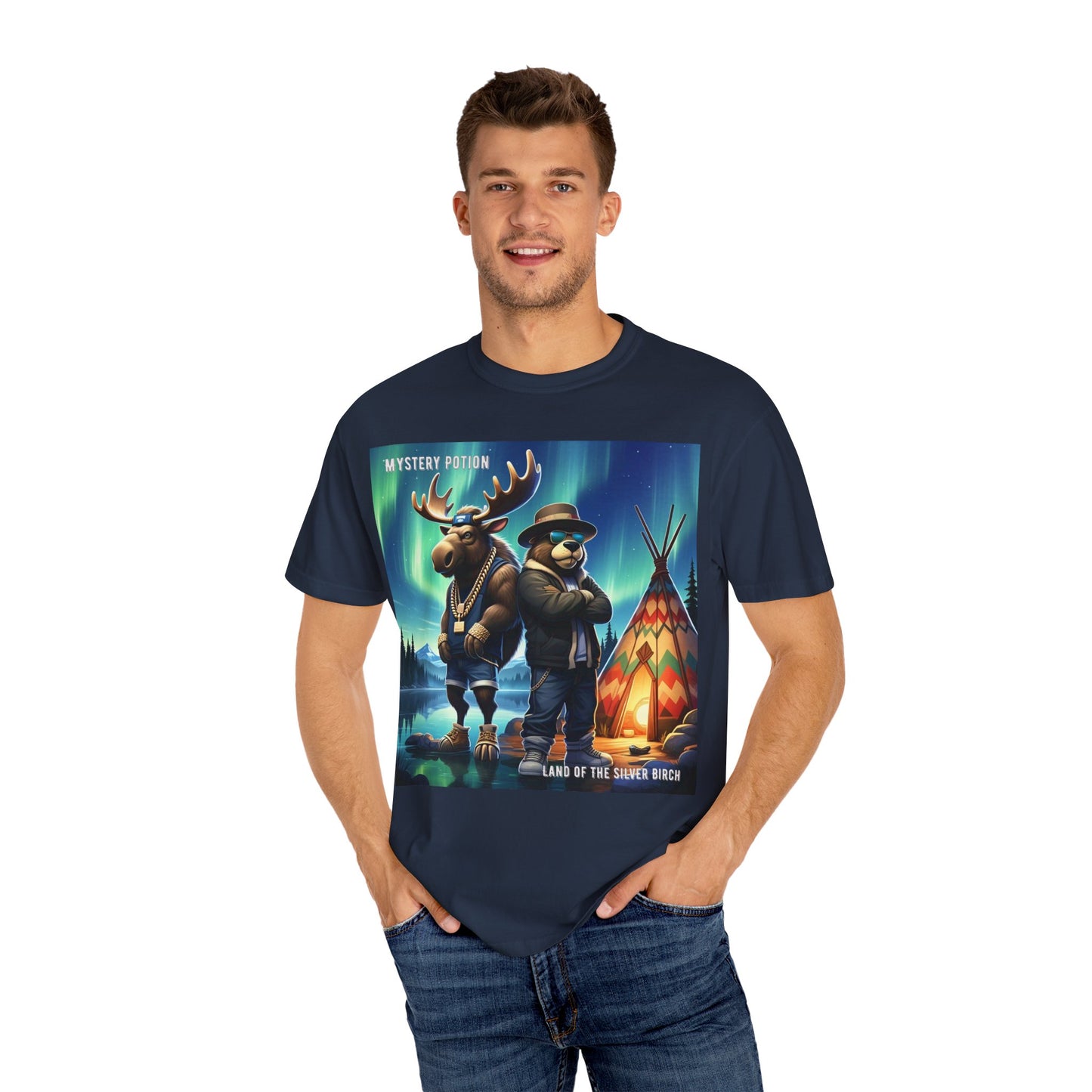 'Land Of The Silver Birch' by Mystery Potion,  Unisex Garment-Dyed T-shirt