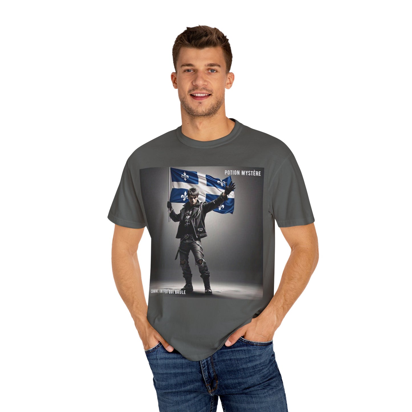Vibrant Unisex Garment-Dyed T-Shirt, Cozy Casual Wear, Perfect Gift for Men & Women, Statement Tee for Quebec Patriotic Celebrations