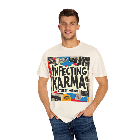 'Infecting Karma' by Mystery Potion,  Mystical Vibes T-shirt Design - Summer Casual Wear, Gift for Friends, Festival Apparel, Unique Statement Tee