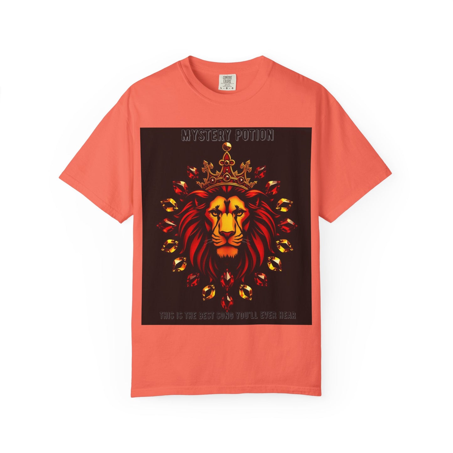 'This Is The Best Song You'll Ever Hear' by Mystery Potion, Bold Graphic Royal Lion T-Shirt, Unisex Tee, Streetwear Style, Gift for Lion Lovers, Perfect for Casual Outings, Unique Clothing