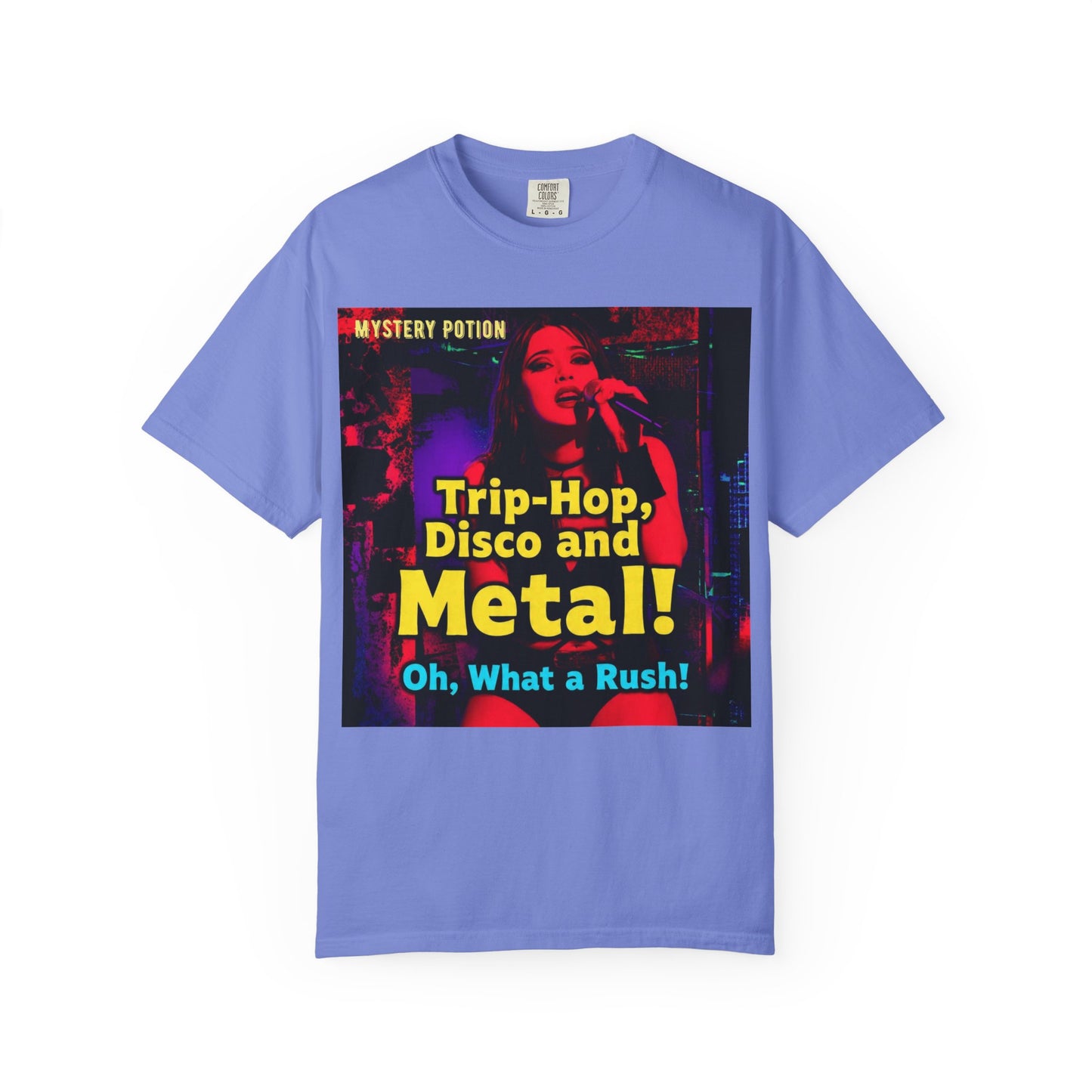 Trip Hop, Disco and Metal! Oh, What a Rush Vibrant Music-Themed Unisex T-shirt | Perfect Gift for Music Lovers, Concert Attendees, Band Merch, Festival Apparel, and Casual Wear