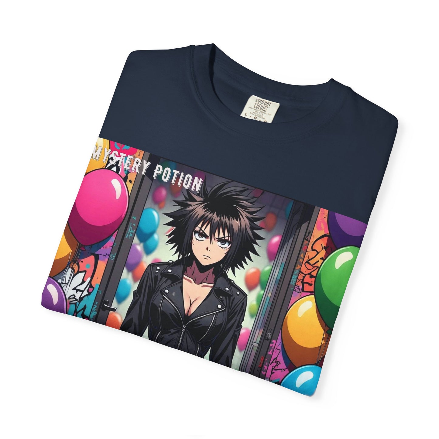 Mystery Potion's 'Dutch Oven', Whimsical Grabber Style Anime Graphic T-shirt featuring Bold Art, Anime Style Tee, Unisex Casual Wear, Gift for Friends, Trendy Statement Shirt