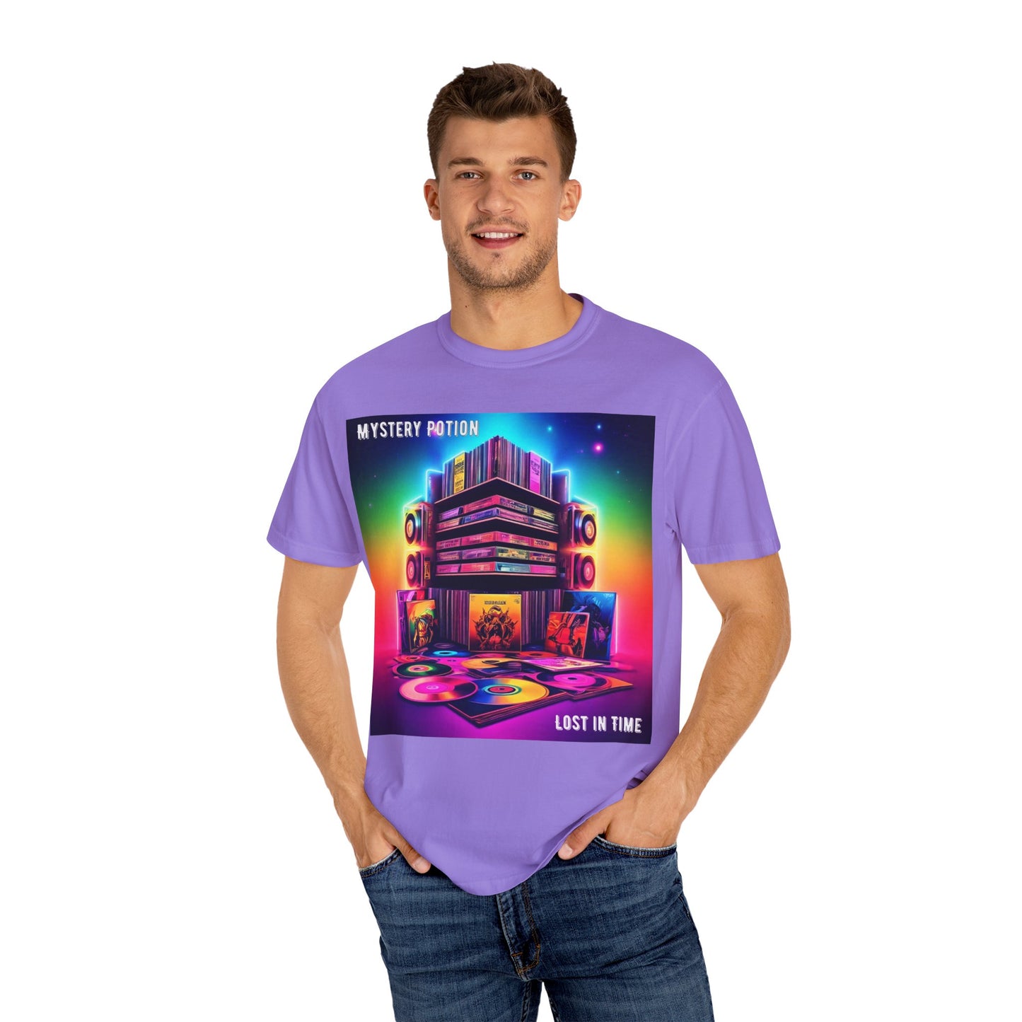 Lost In Time Vintage Vibe T-Shirt - Mystery Potion Graphic Tee, Unisex Casual Wear, Retro Music Lovers, Festival Apparel, Gift Idea