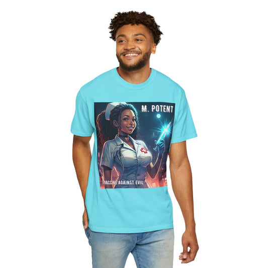 M. Potent's 'A Vaccine Against Evil', Medicine-Themed Unisex T-Shirt, Positive Vibes, Great for Nurses, Vaccination Awareness, Gift for Healthcare Workers