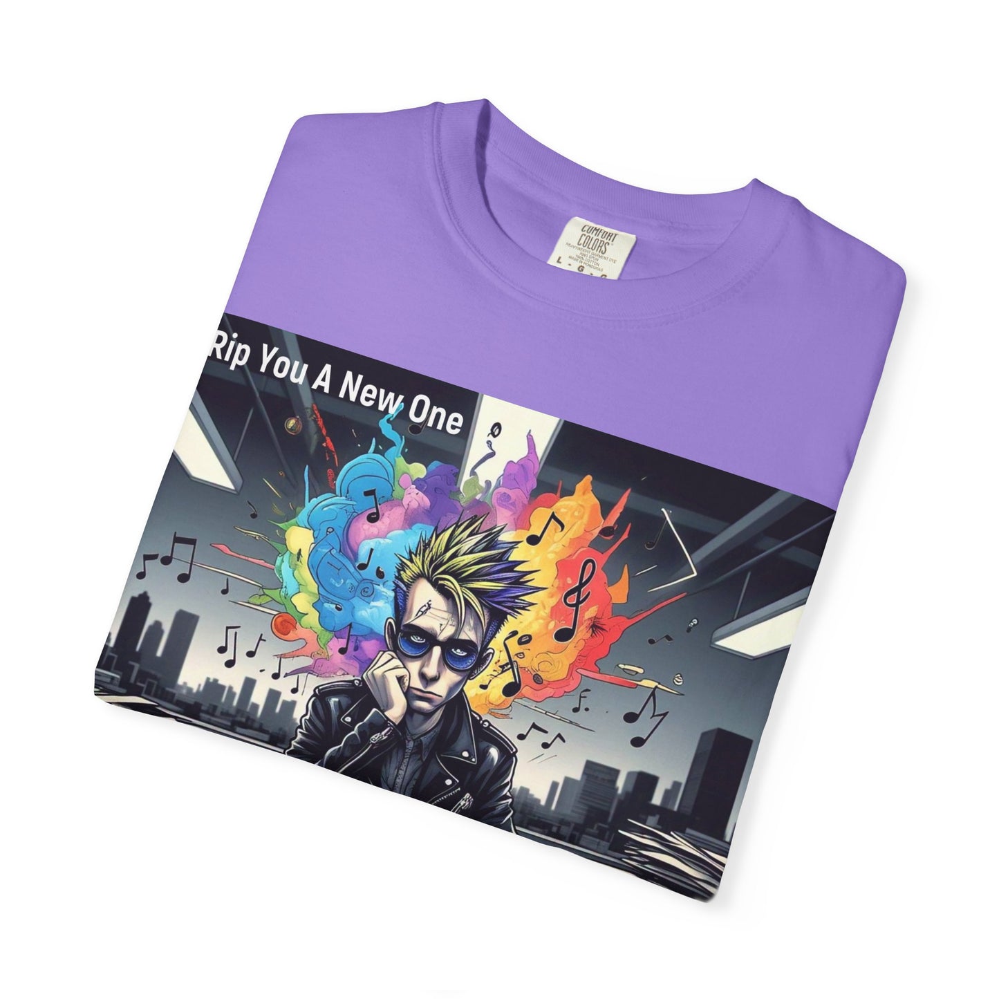 Colorful Creative T-Shirt - Rip You A New One Graphic Tee, Unisex Design for Artists, Music Lovers, Gift for Holidays, Casual Wear