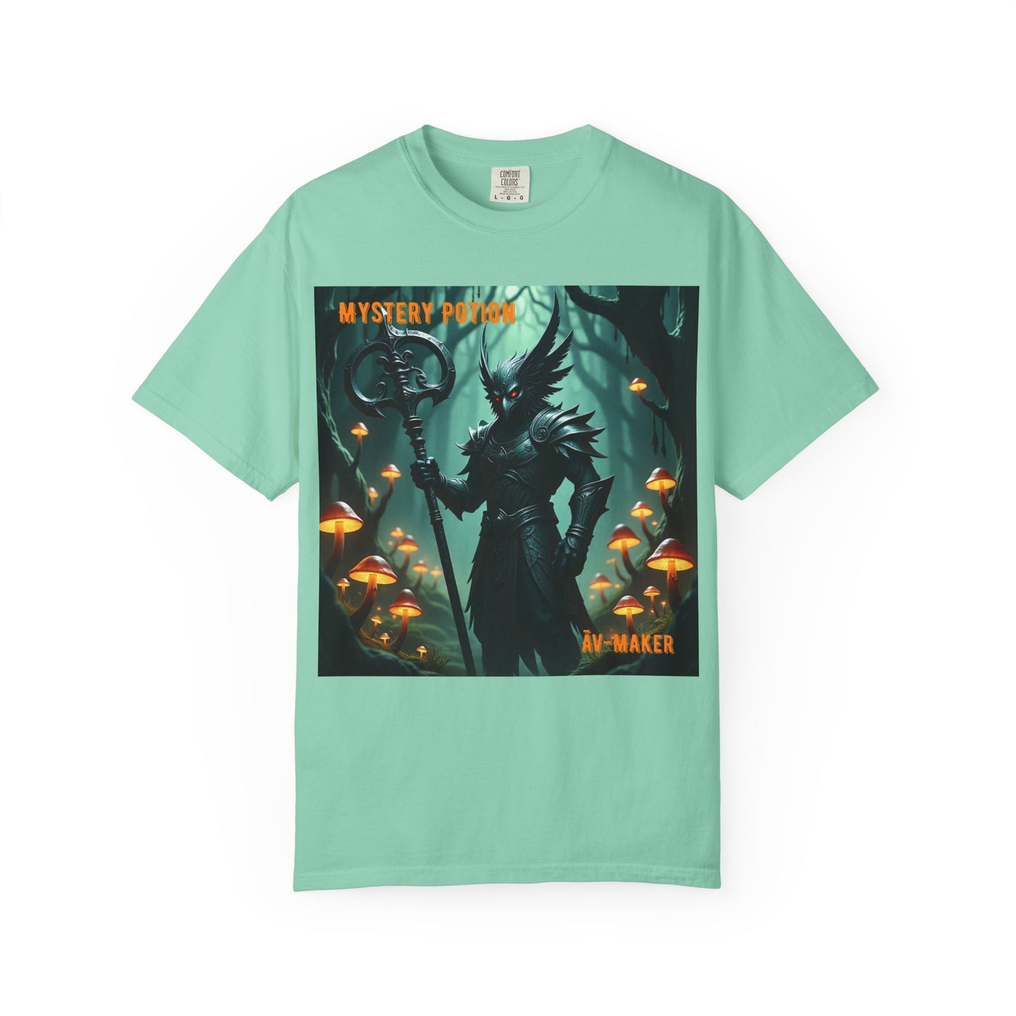 Mystical Āv-Maker Unisex Garment-Dyed T-shirt, Fantasy Apparel, Gift for Gamers, Witchy T-shirt, Mystery Potion Design, Unisex Tee