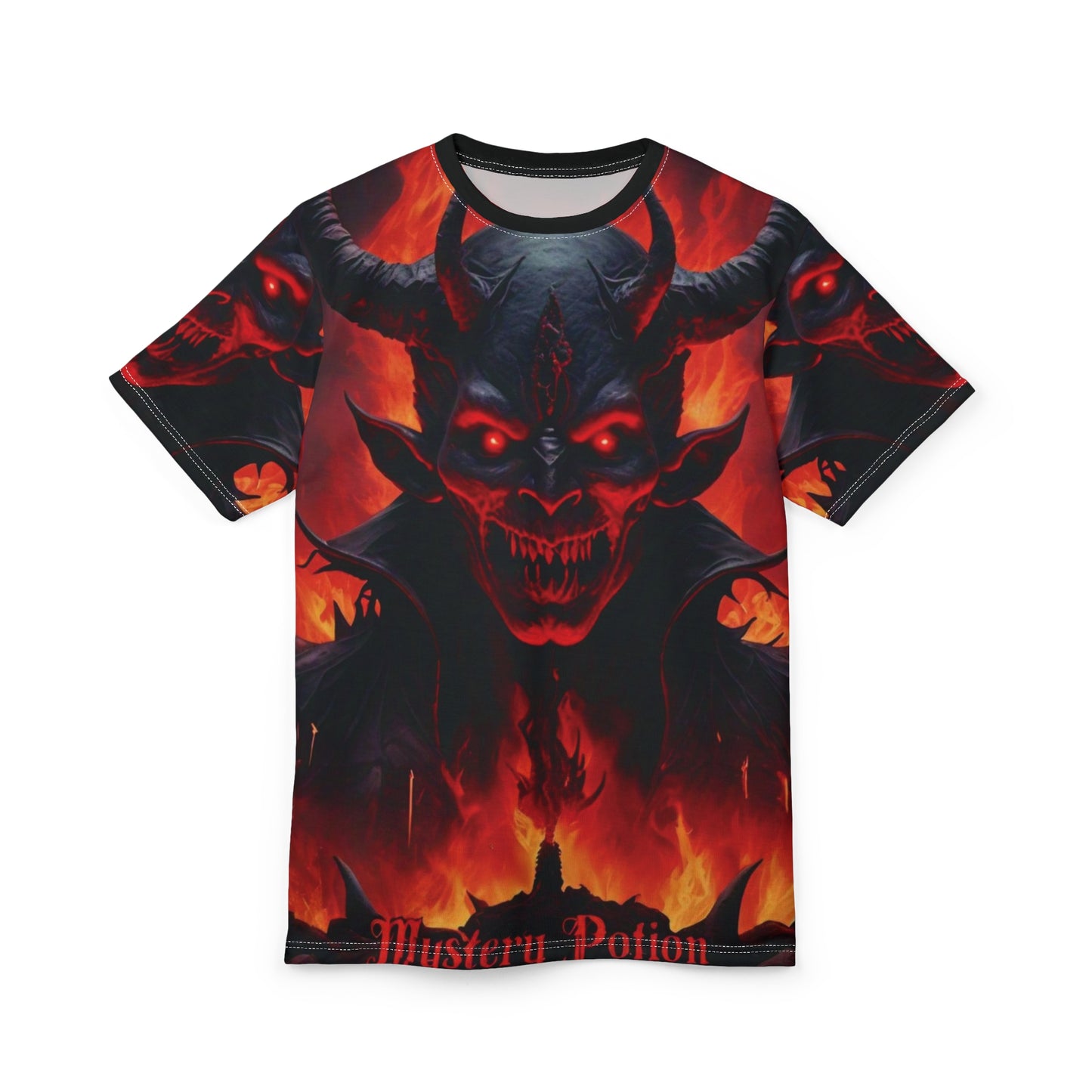 Demon Graphic Tee, Unisex Cut & Sew Shirt, Mystical Apparel, Halloween Costume, Dark Fantasy Clothing, Unique Gift Idea