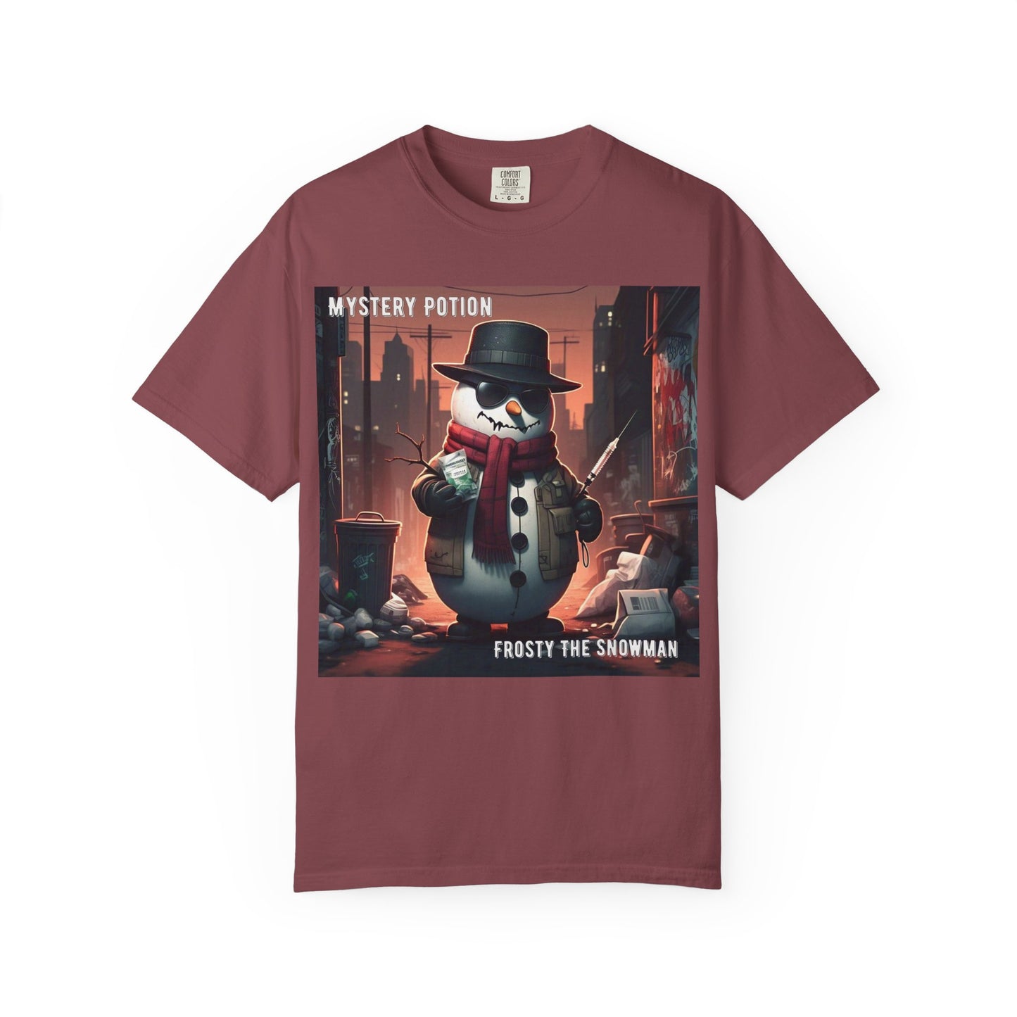 Frosty The Snowman by Mystery Potion, Parody T-Shirt | Unisex Holiday Tee, Winter Decoration, Gift for Christmas, Cozy Casual Style, Fun Snowman Design