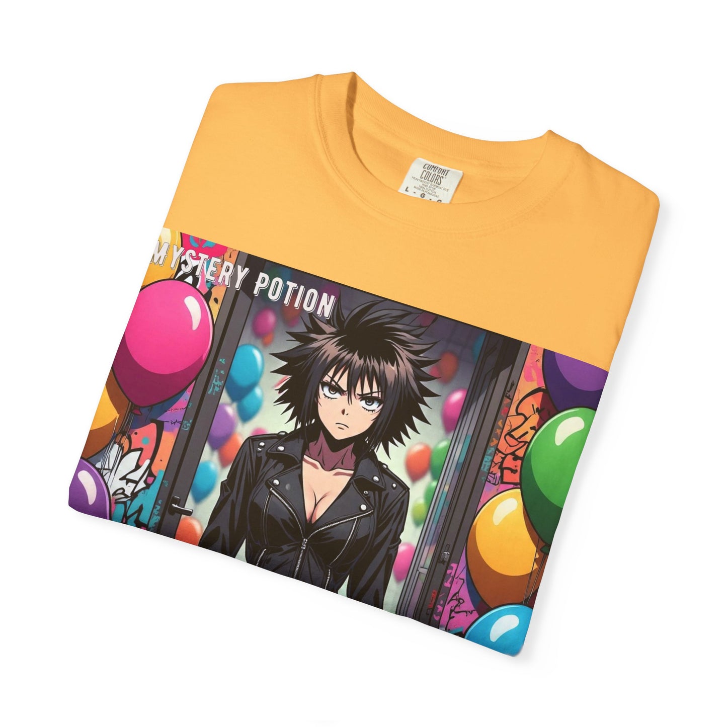 Mystery Potion's 'Dutch Oven', Whimsical Grabber Style Anime Graphic T-shirt featuring Bold Art, Anime Style Tee, Unisex Casual Wear, Gift for Friends, Trendy Statement Shirt