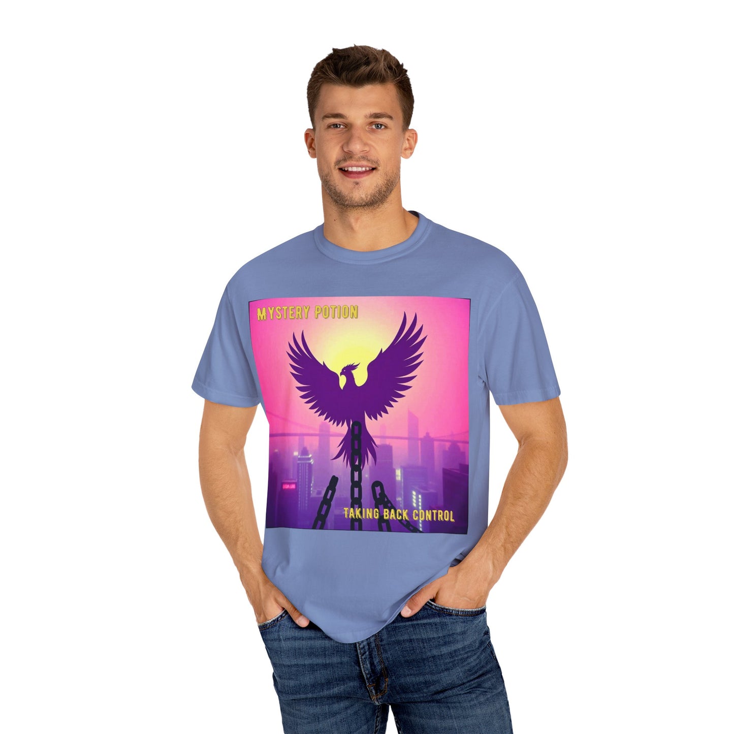 'Taking Back Control' by Mystery Potion, Phoenix Rising, Breaking Chains Unisex T-Shirt - Taking Back Control, Graphic Tee for Casual Wear, Perfect for Festivals, Gifts, and Everyday Style