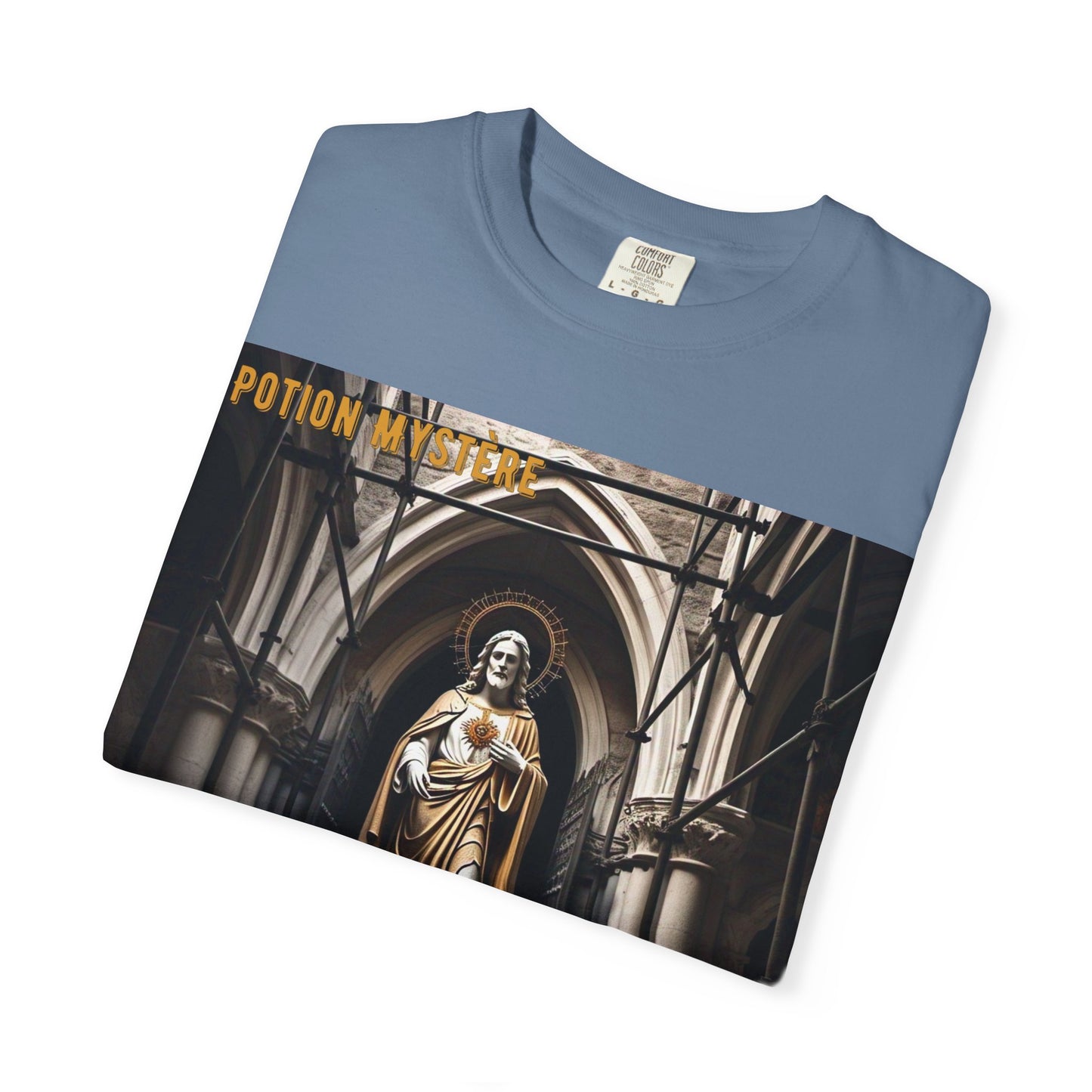 Mystical Potion Jesus Statue T-Shirt - Unisex, Relaxed Fit, Perfect for Festivals, Gifts, Everyday Wear, Unique Art Design