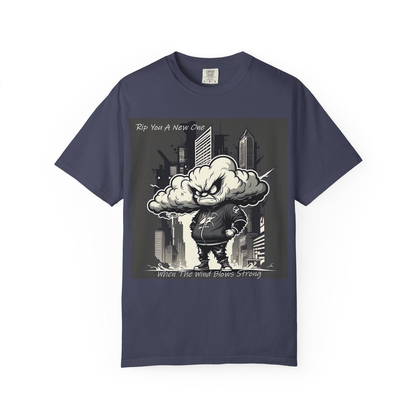 'When The Wind Blows Strong' by Rip You A New One, Urban Angry Cloud Graphic Tee, Cool Casual Wear, Street Style Unisex Shirt, Perfect Gift for Comics Lovers, Everyday Comfort