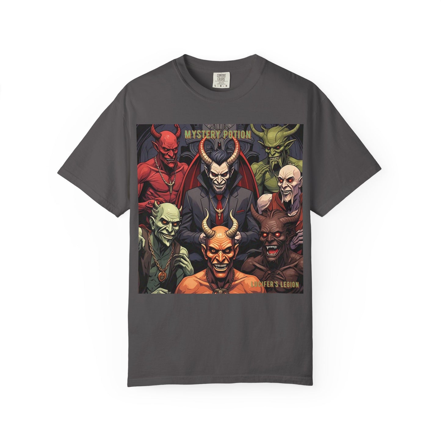 'Lucifer's Legion' by Mystery Potion, Unisex T-Shirt, Devil-Inspired Tee, Halloween Shirt, Comic Book Merch, Gift for Fans