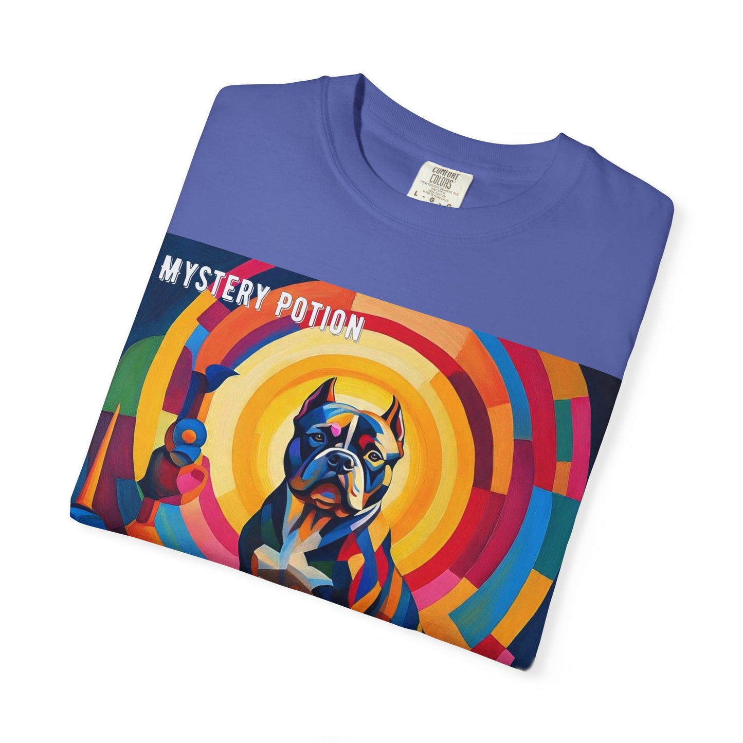 'My Bully Is A Saint' by Mystery Potion Colorful Dog Art T-shirt, Unisex Graphic Tee by Mystery Potion, Perfect for Pet Lovers, Comfy Casual Wear, Great Gift for Dog Lovers