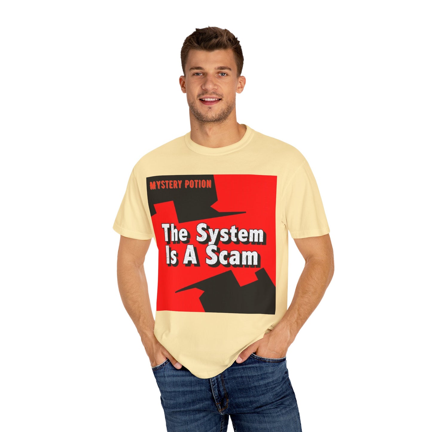 'The System Is A Scam' by Mystery Potion Unisex T-shirt, Casual Wear, Statement Tee, Gift for Activists, Trendy Apparel