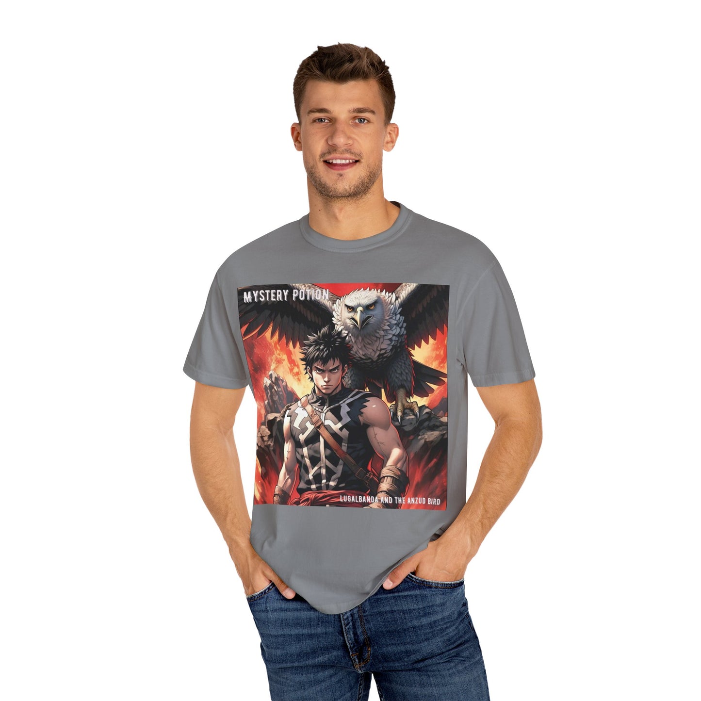 Unisex Anime Graphic T-Shirt, Mystery Potion Art Tee, Vintage Style, Casual Wear, Gift for Fans, Streetwear Apparel