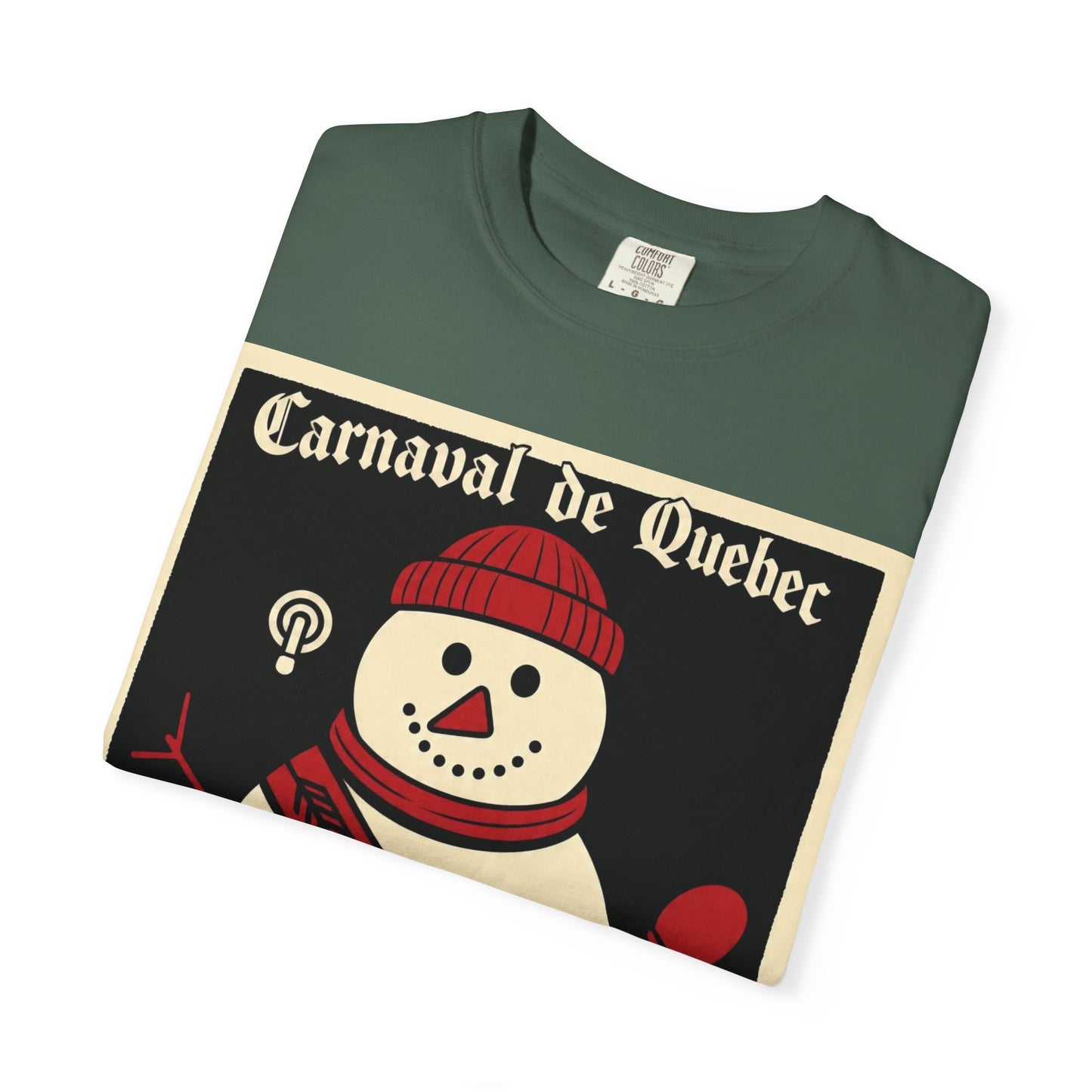 Quebec Carnaval Vintage Snowman Biker Lore Rocker T-Shirt, Cozy Winter Apparel, Unisex Snowman Graphic Tee, Festive Celebration Shirt, Winter Holiday Gift
