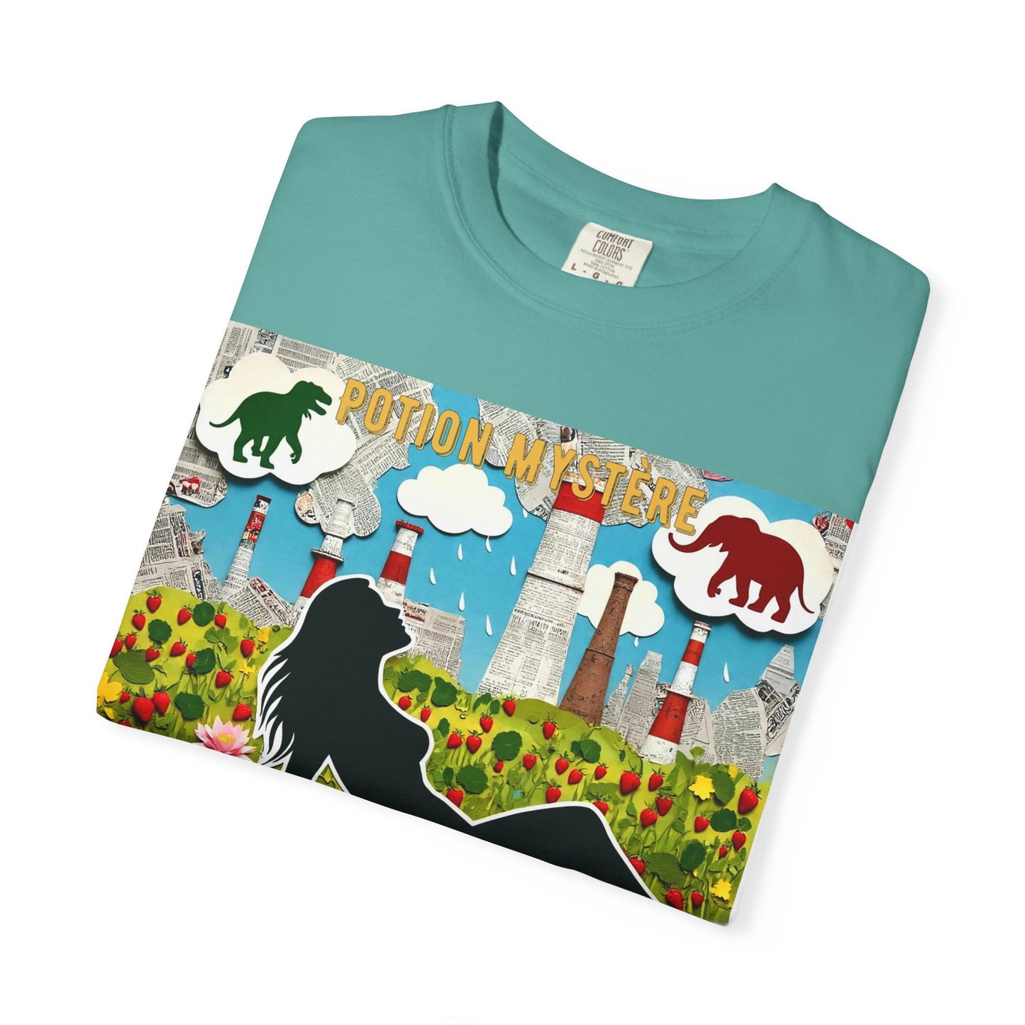 'Pour Que La Nature Humaine Envahisse' par Potion Mystère, Nature-Inspired Collage Unisex T-Shirt, Eco-Friendly Tee, Vibrant Graphic Tee, Relaxed Fit Shirt, Summer Casual Wear, Gift for Nature Lovers, Grebo Rock