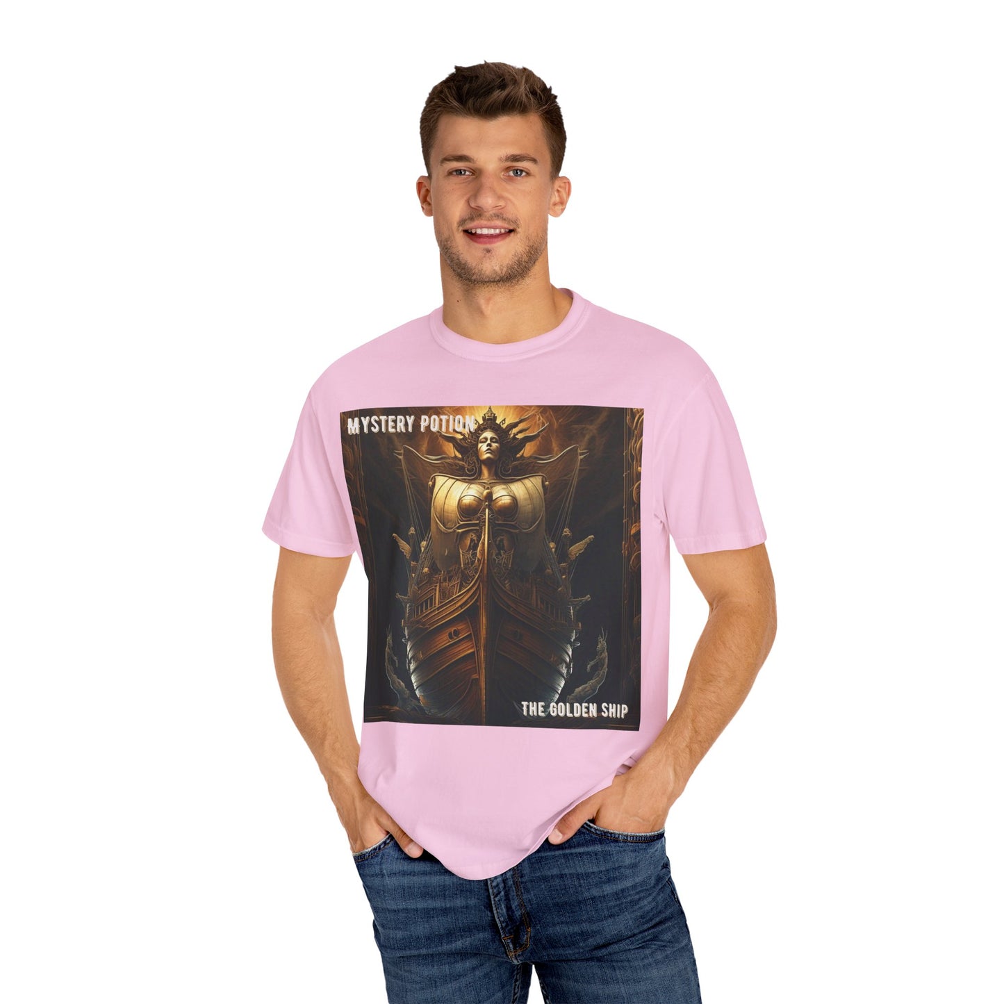 Mystery Potion Unisex Garment-Dyed T-shirt, Vintage Graphic Tee, Gift for Art Lovers, Casual Wear, Unique Clothing