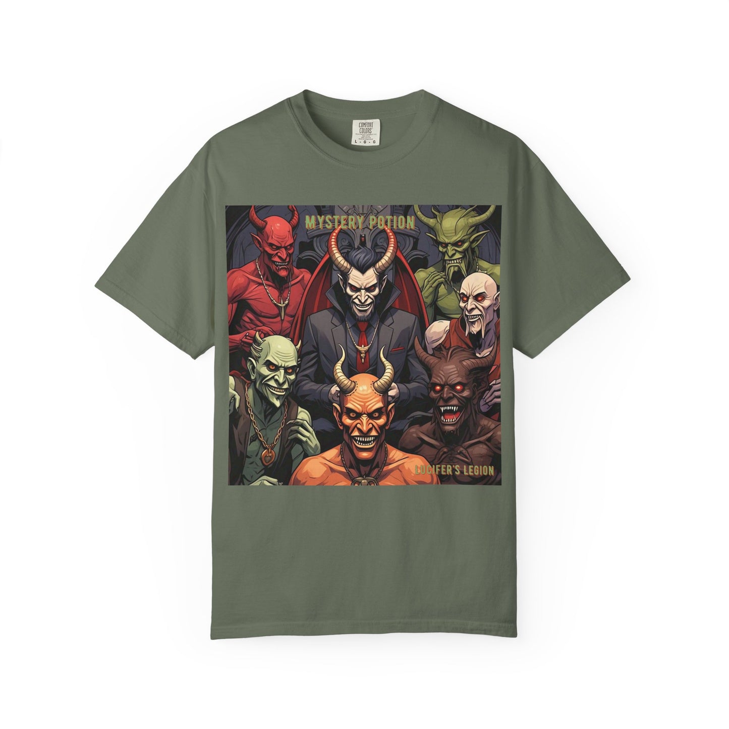'Lucifer's Legion' by Mystery Potion, Unisex T-Shirt, Devil-Inspired Tee, Halloween Shirt, Comic Book Merch, Gift for Fans