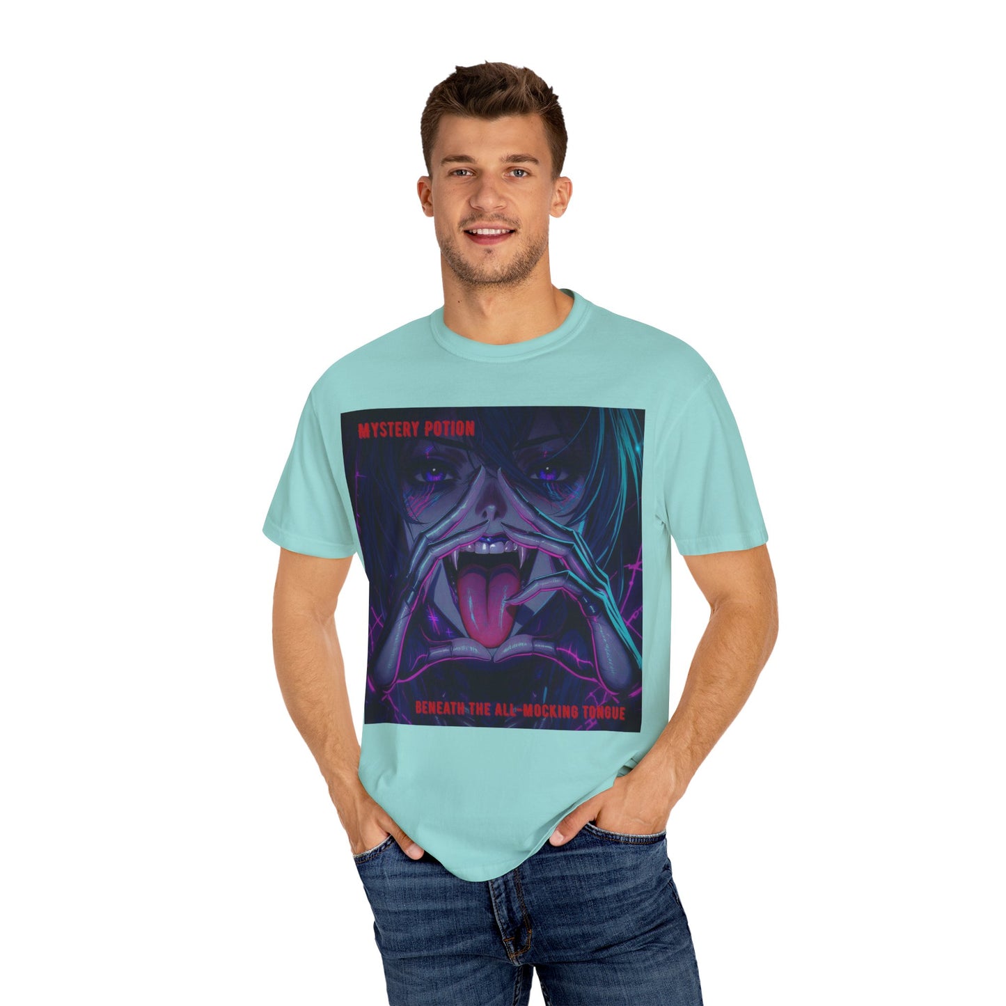 'Beneath The All-Mocking Tongue' by Mystery Potion Unisex Garment-Dyed T-shirt