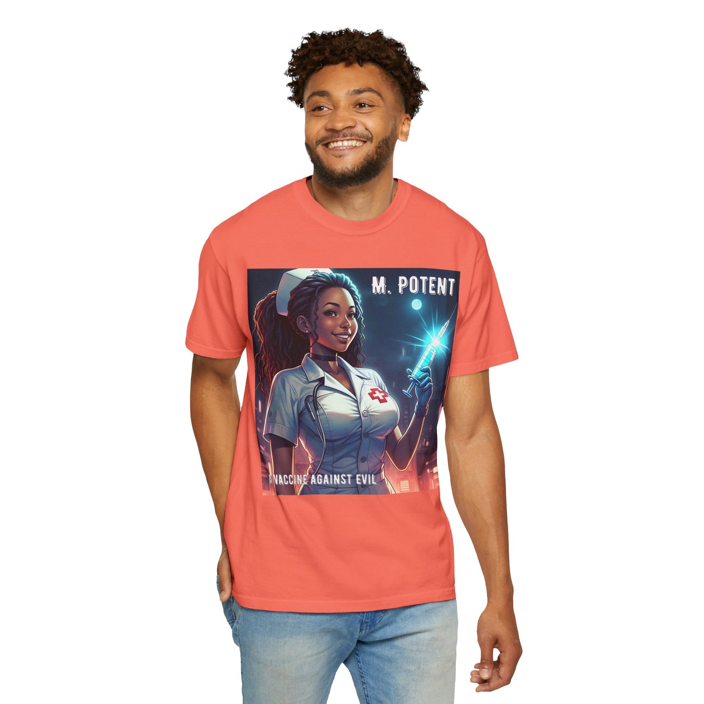 M. Potent's 'A Vaccine Against Evil', Medicine-Themed Unisex T-Shirt, Positive Vibes, Great for Nurses, Vaccination Awareness, Gift for Healthcare Workers